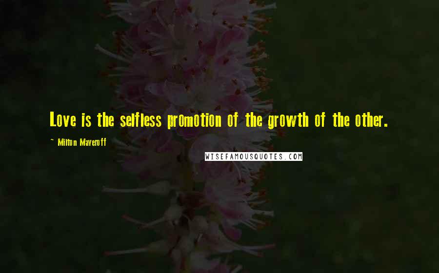 Milton Mayeroff Quotes: Love is the selfless promotion of the growth of the other.