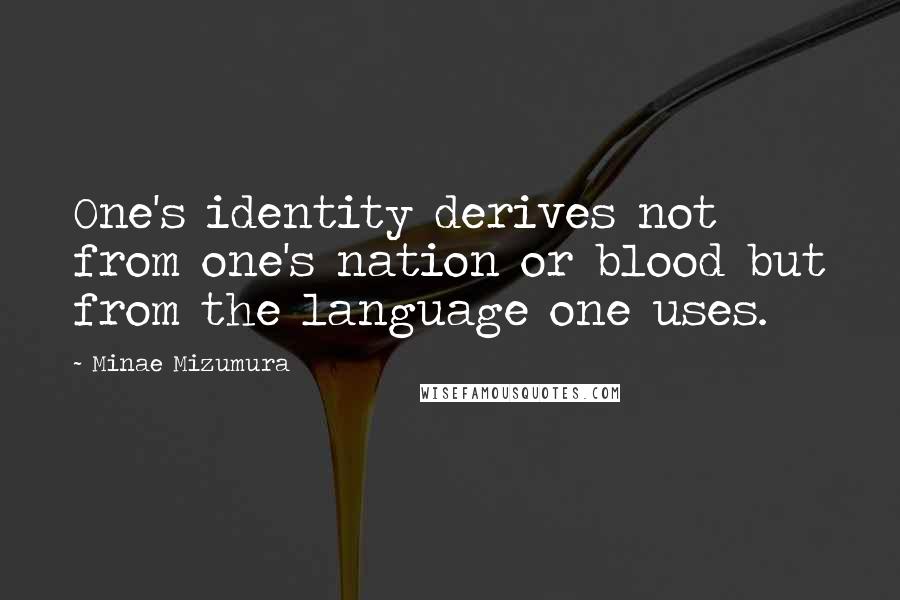 Minae Mizumura Quotes: One's identity derives not from one's nation or blood but from the language one uses.
