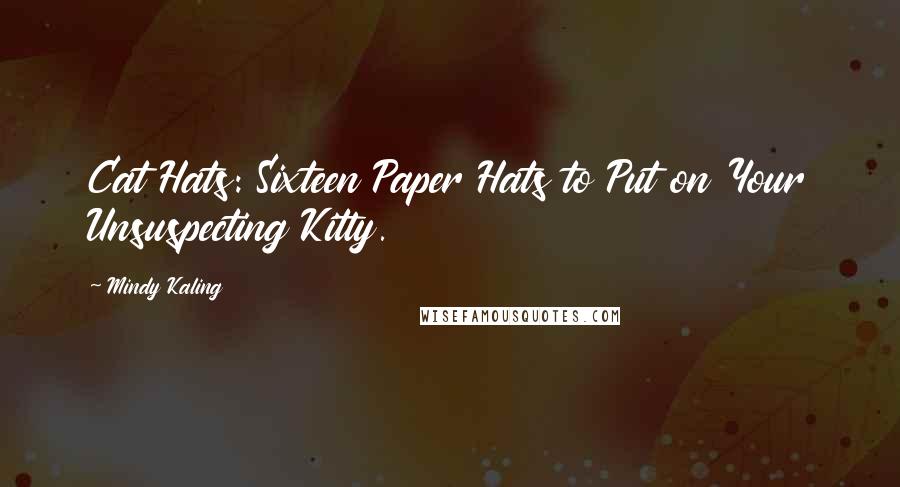 Mindy Kaling Quotes: Cat Hats: Sixteen Paper Hats to Put on Your Unsuspecting Kitty.