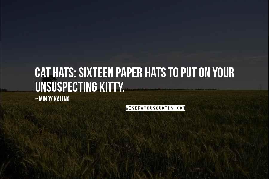 Mindy Kaling Quotes: Cat Hats: Sixteen Paper Hats to Put on Your Unsuspecting Kitty.