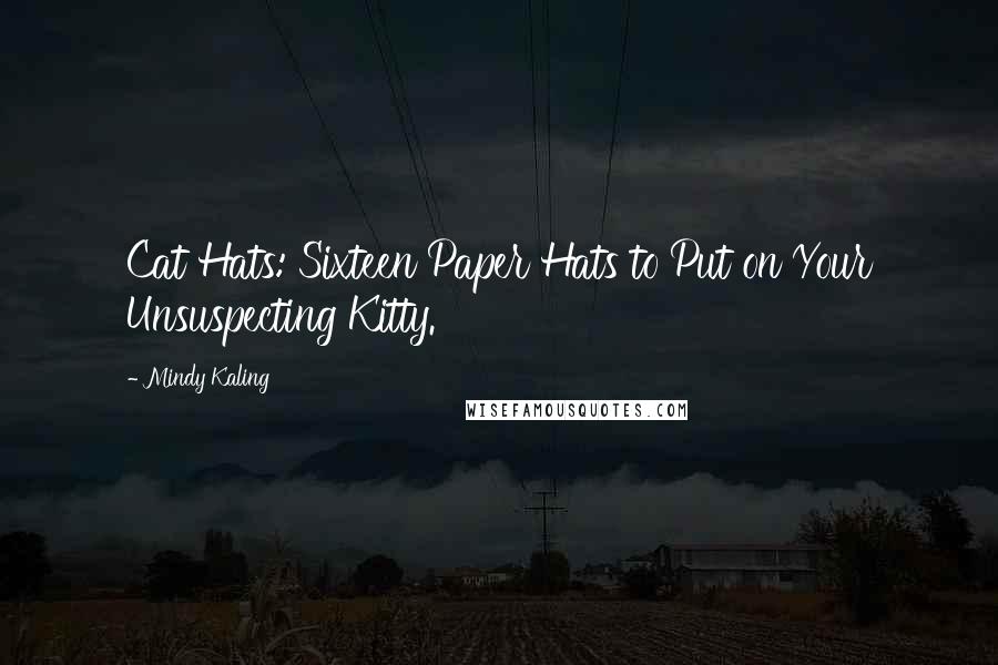 Mindy Kaling Quotes: Cat Hats: Sixteen Paper Hats to Put on Your Unsuspecting Kitty.