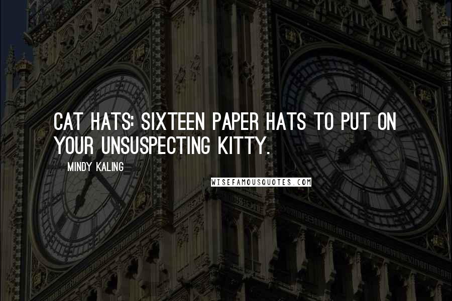 Mindy Kaling Quotes: Cat Hats: Sixteen Paper Hats to Put on Your Unsuspecting Kitty.