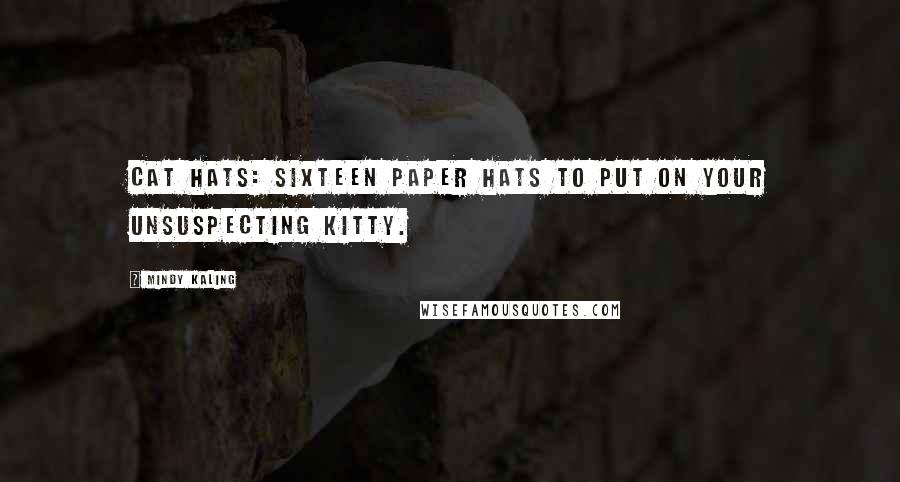 Mindy Kaling Quotes: Cat Hats: Sixteen Paper Hats to Put on Your Unsuspecting Kitty.