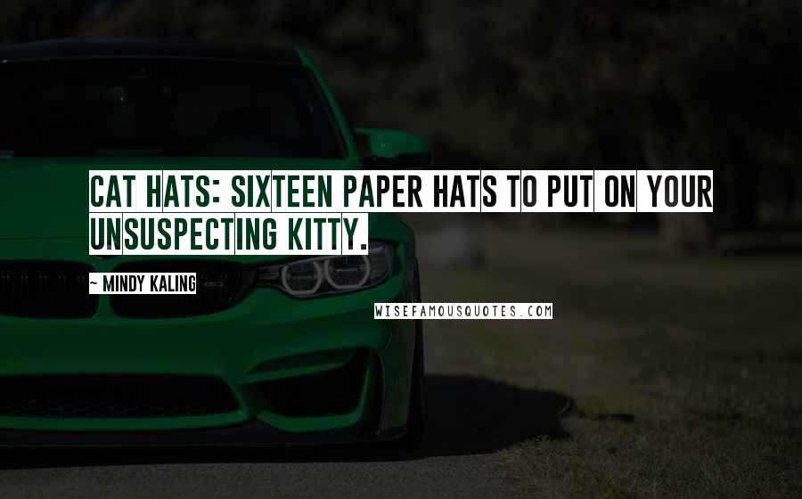 Mindy Kaling Quotes: Cat Hats: Sixteen Paper Hats to Put on Your Unsuspecting Kitty.