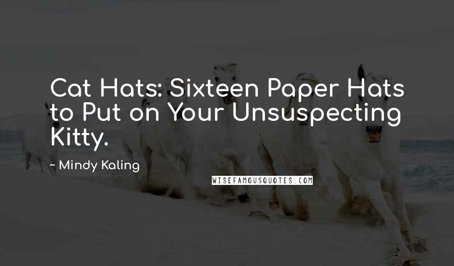 Mindy Kaling Quotes: Cat Hats: Sixteen Paper Hats to Put on Your Unsuspecting Kitty.