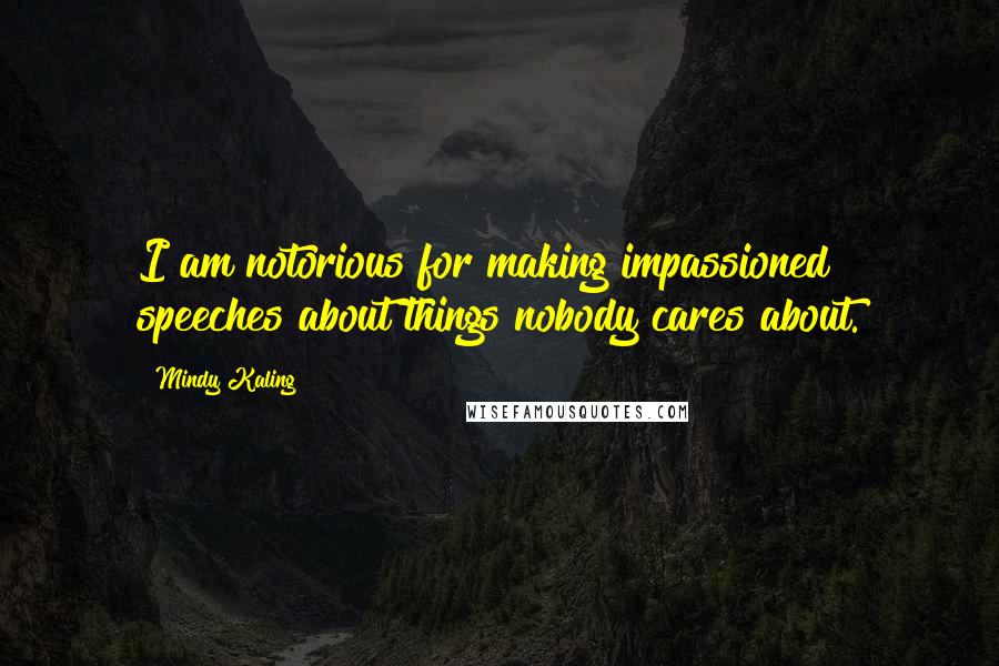 Mindy Kaling Quotes: I am notorious for making impassioned speeches about things nobody cares about.