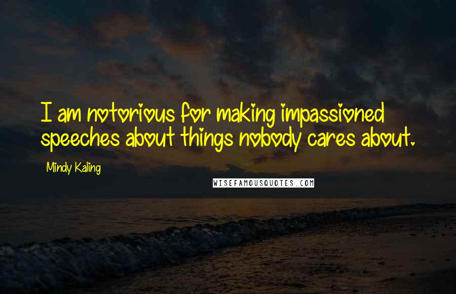 Mindy Kaling Quotes: I am notorious for making impassioned speeches about things nobody cares about.