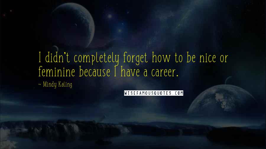 Mindy Kaling Quotes: I didn't completely forget how to be nice or feminine because I have a career.