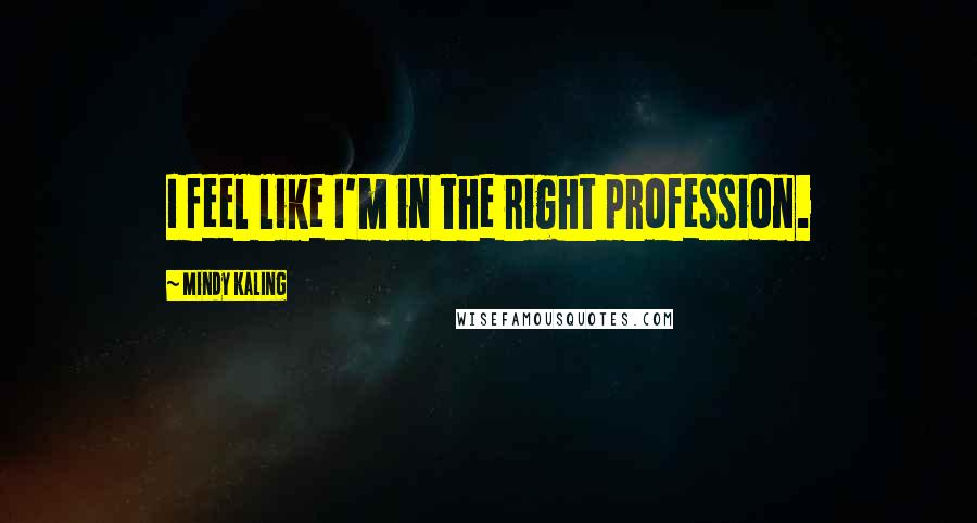 Mindy Kaling Quotes: I feel like I'm in the right profession.