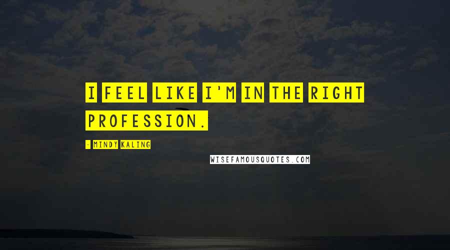 Mindy Kaling Quotes: I feel like I'm in the right profession.