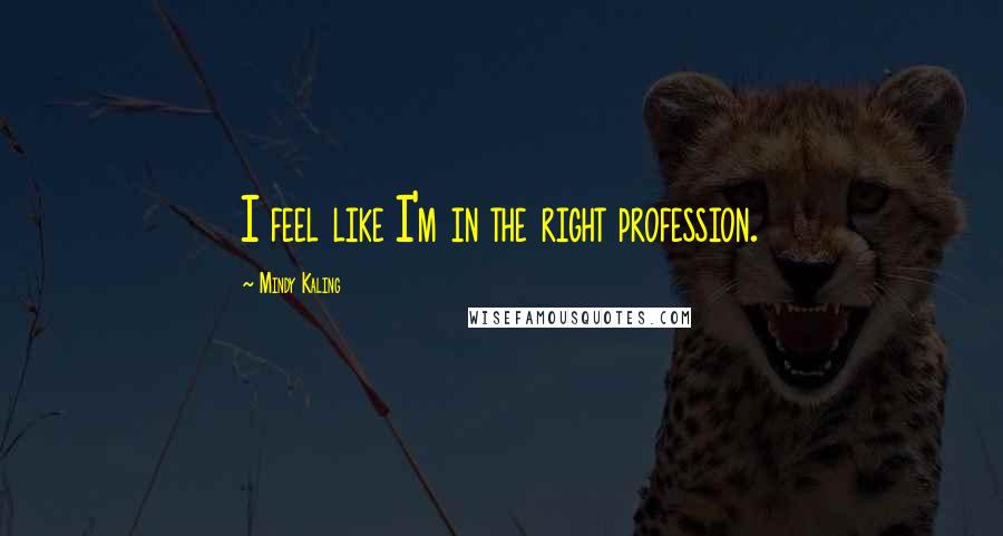 Mindy Kaling Quotes: I feel like I'm in the right profession.