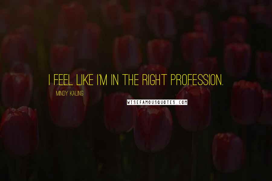 Mindy Kaling Quotes: I feel like I'm in the right profession.