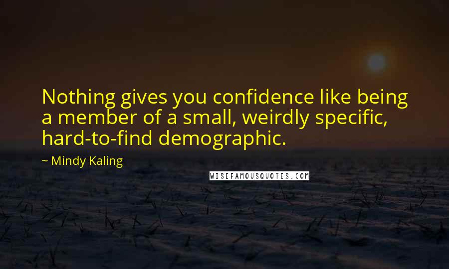 Mindy Kaling Quotes: Nothing gives you confidence like being a member of a small, weirdly specific, hard-to-find demographic.