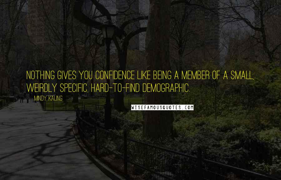 Mindy Kaling Quotes: Nothing gives you confidence like being a member of a small, weirdly specific, hard-to-find demographic.