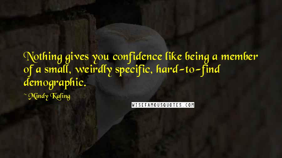Mindy Kaling Quotes: Nothing gives you confidence like being a member of a small, weirdly specific, hard-to-find demographic.