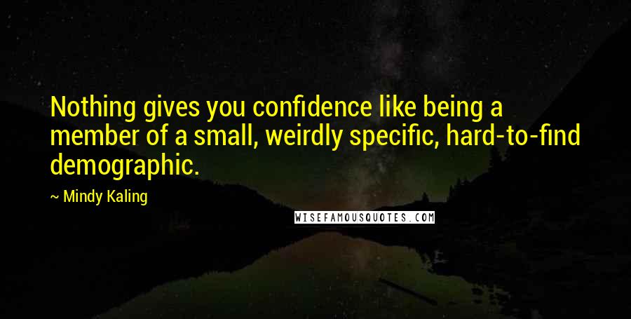 Mindy Kaling Quotes: Nothing gives you confidence like being a member of a small, weirdly specific, hard-to-find demographic.