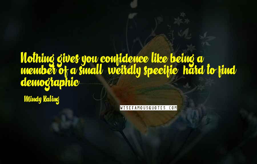 Mindy Kaling Quotes: Nothing gives you confidence like being a member of a small, weirdly specific, hard-to-find demographic.