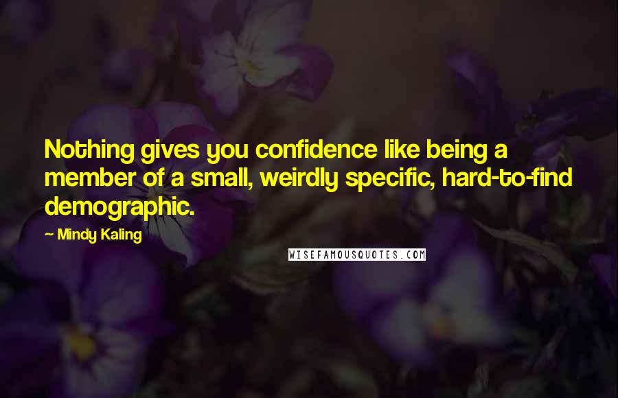 Mindy Kaling Quotes: Nothing gives you confidence like being a member of a small, weirdly specific, hard-to-find demographic.