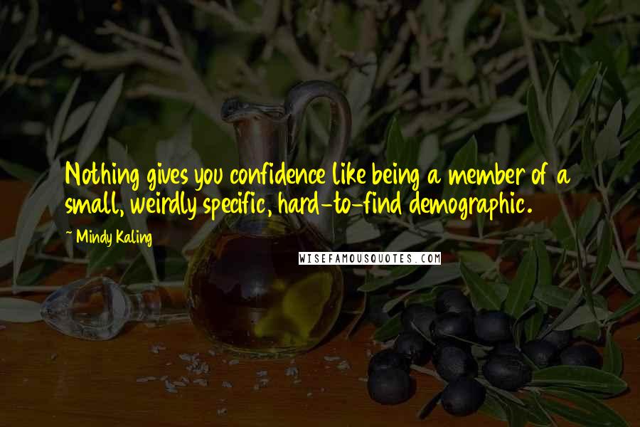 Mindy Kaling Quotes: Nothing gives you confidence like being a member of a small, weirdly specific, hard-to-find demographic.