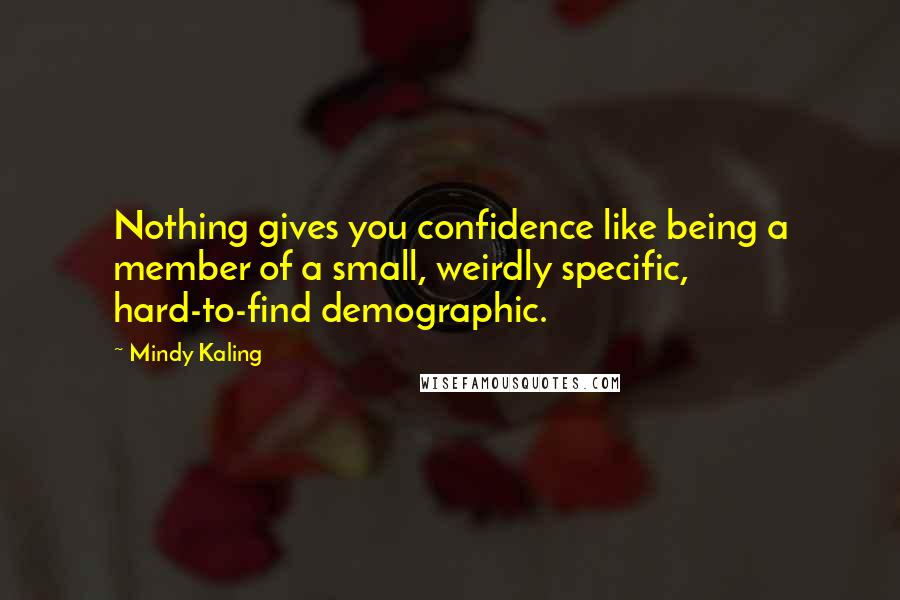 Mindy Kaling Quotes: Nothing gives you confidence like being a member of a small, weirdly specific, hard-to-find demographic.