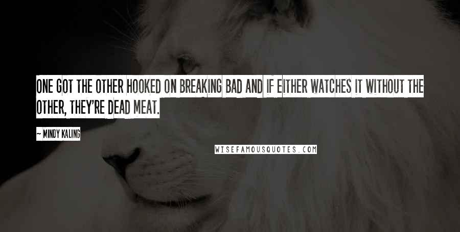 Mindy Kaling Quotes: One got the other hooked on Breaking Bad and if either watches it without the other, they're dead meat.