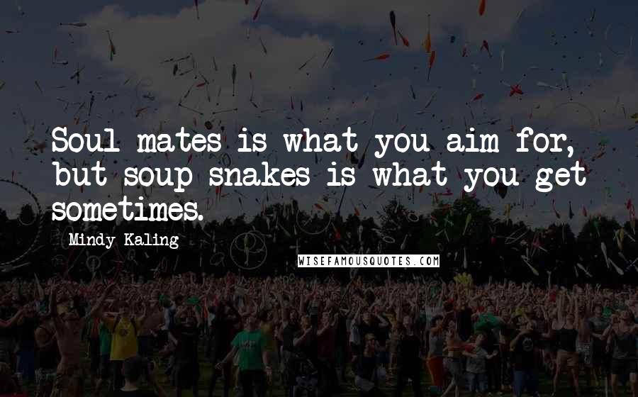 Mindy Kaling Quotes: Soul mates is what you aim for, but soup snakes is what you get sometimes.