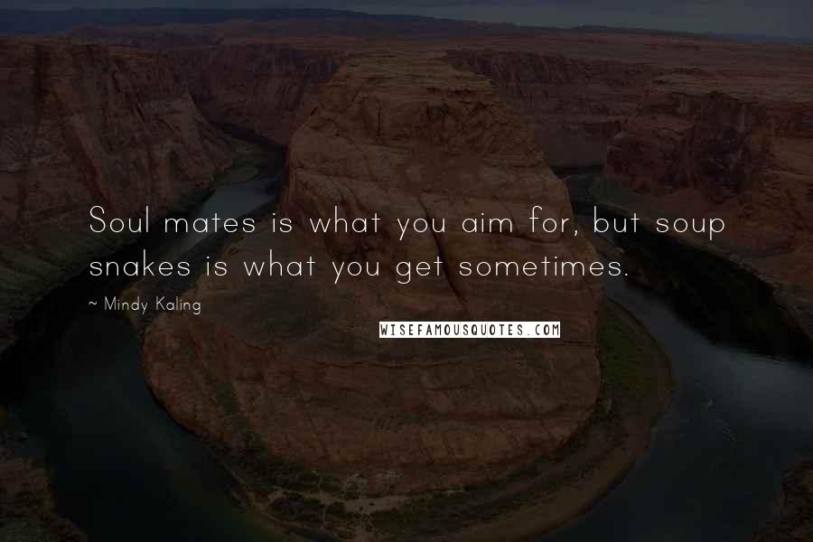 Mindy Kaling Quotes: Soul mates is what you aim for, but soup snakes is what you get sometimes.