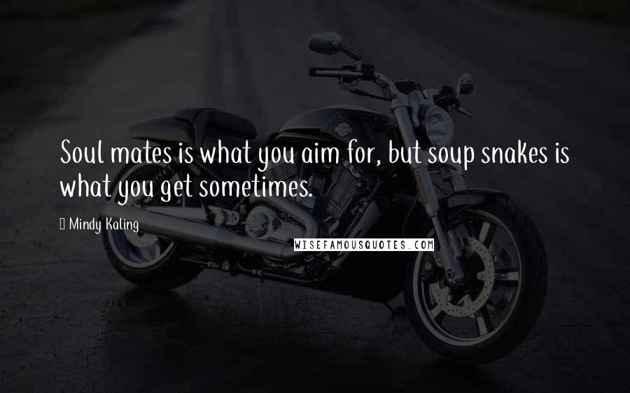 Mindy Kaling Quotes: Soul mates is what you aim for, but soup snakes is what you get sometimes.