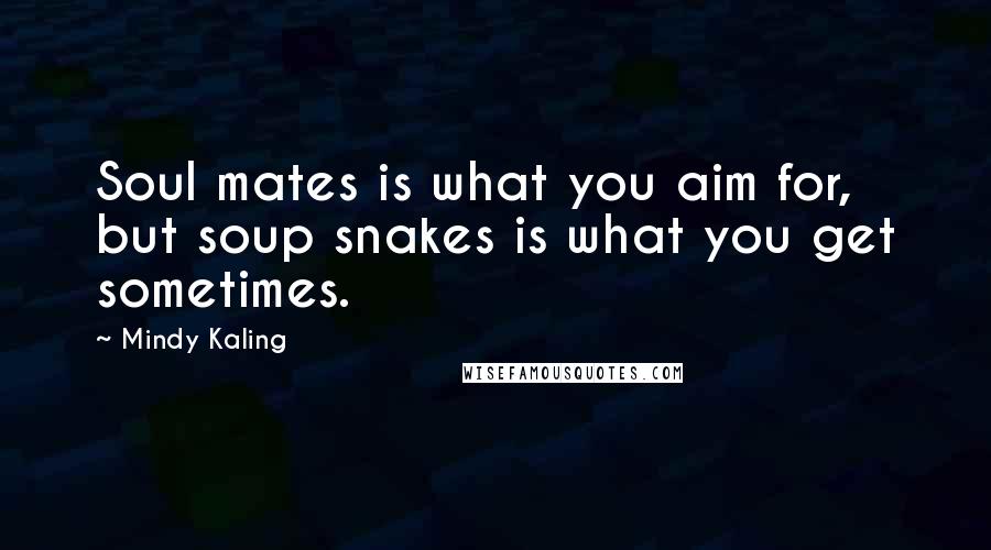 Mindy Kaling Quotes: Soul mates is what you aim for, but soup snakes is what you get sometimes.