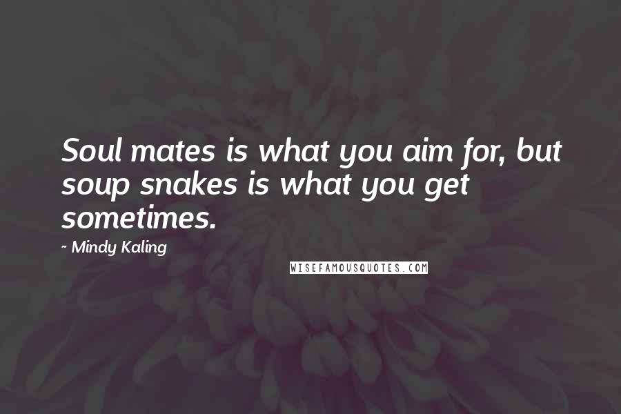 Mindy Kaling Quotes: Soul mates is what you aim for, but soup snakes is what you get sometimes.
