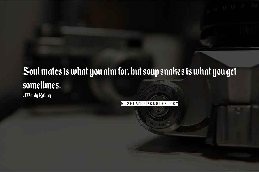 Mindy Kaling Quotes: Soul mates is what you aim for, but soup snakes is what you get sometimes.