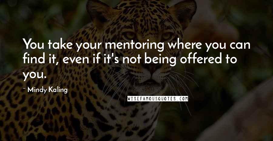 Mindy Kaling Quotes: You take your mentoring where you can find it, even if it's not being offered to you.