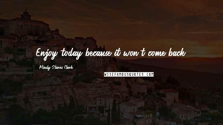 Mindy Starns Clark Quotes: Enjoy today because it won't come back.