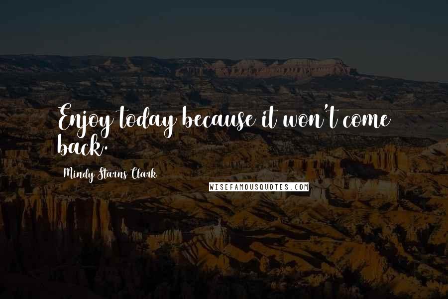 Mindy Starns Clark Quotes: Enjoy today because it won't come back.