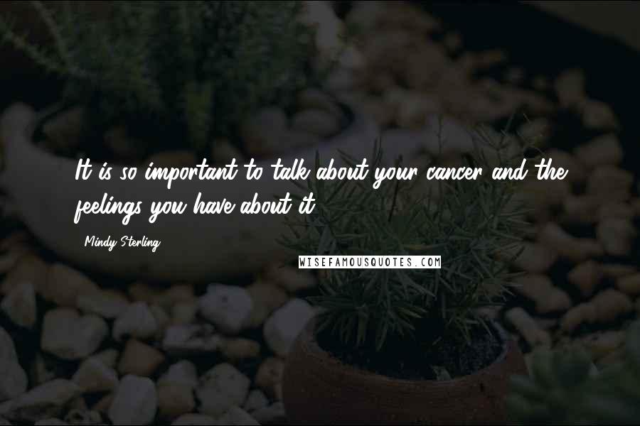 Mindy Sterling Quotes: It is so important to talk about your cancer and the feelings you have about it.