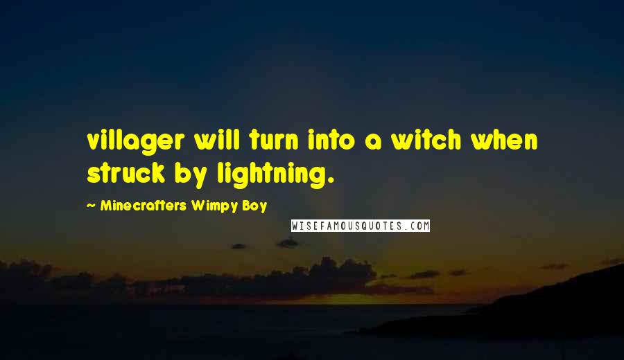 Minecrafters Wimpy Boy Quotes: villager will turn into a witch when struck by lightning.