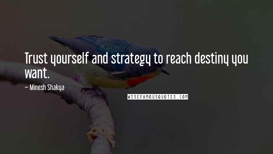 Minesh Shakya Quotes: Trust yourself and strategy to reach destiny you want.