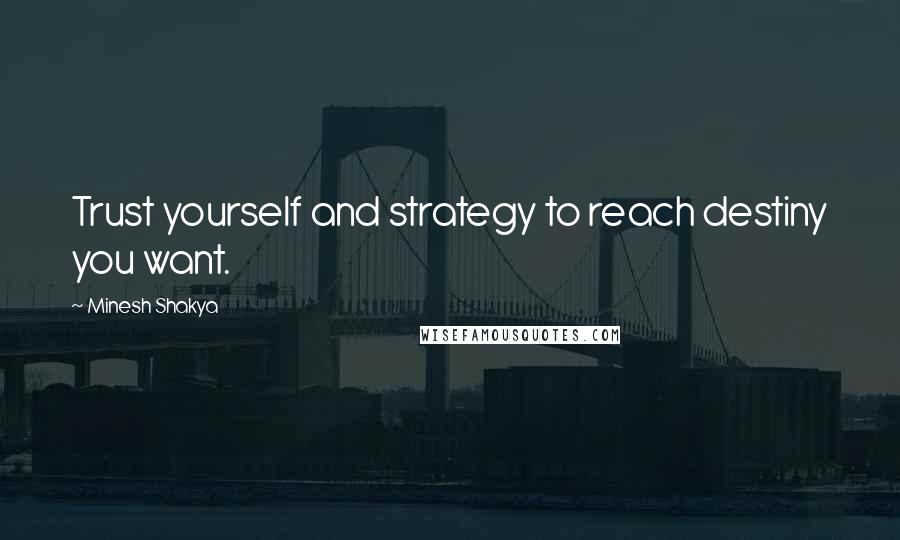 Minesh Shakya Quotes: Trust yourself and strategy to reach destiny you want.
