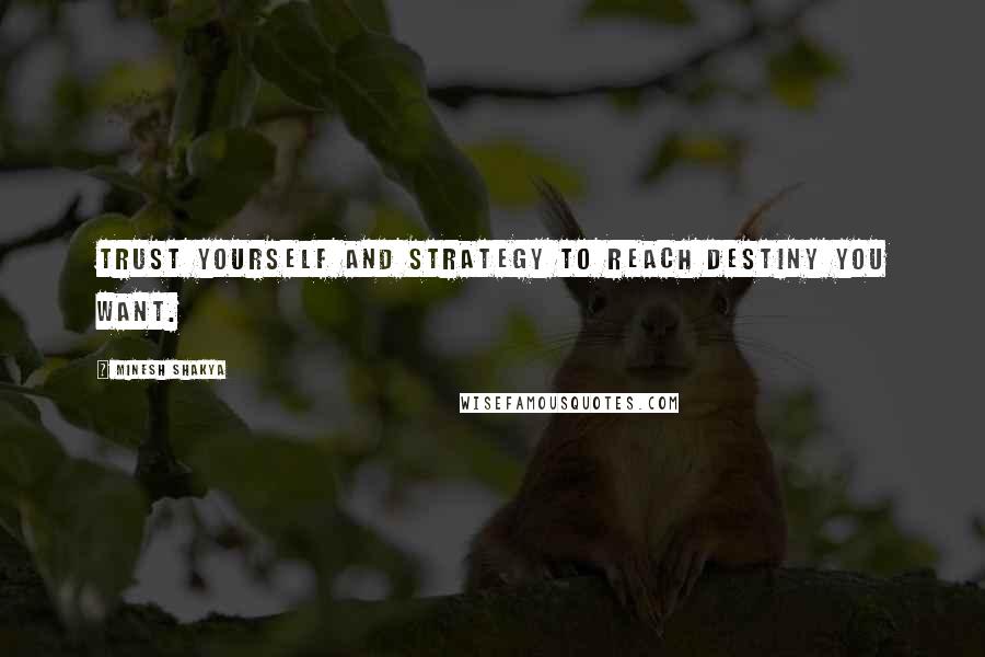 Minesh Shakya Quotes: Trust yourself and strategy to reach destiny you want.