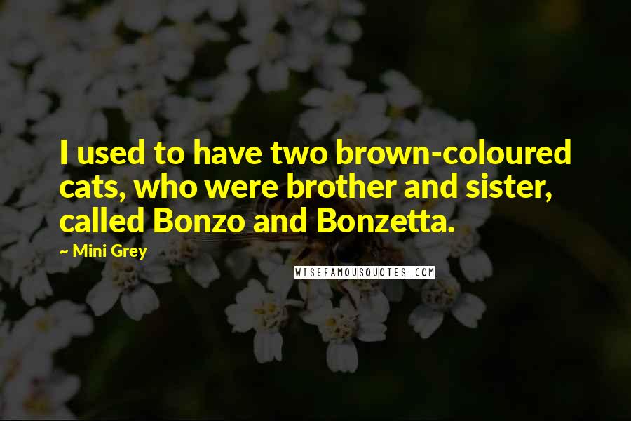 Mini Grey Quotes: I used to have two brown-coloured cats, who were brother and sister, called Bonzo and Bonzetta.