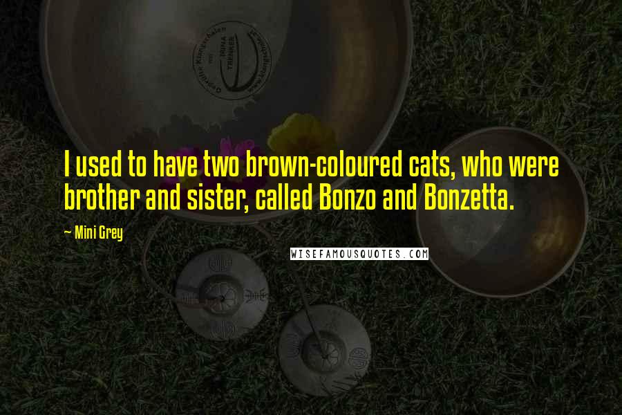 Mini Grey Quotes: I used to have two brown-coloured cats, who were brother and sister, called Bonzo and Bonzetta.