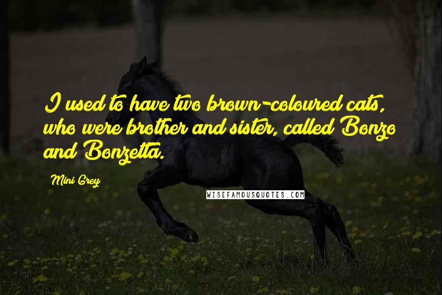 Mini Grey Quotes: I used to have two brown-coloured cats, who were brother and sister, called Bonzo and Bonzetta.