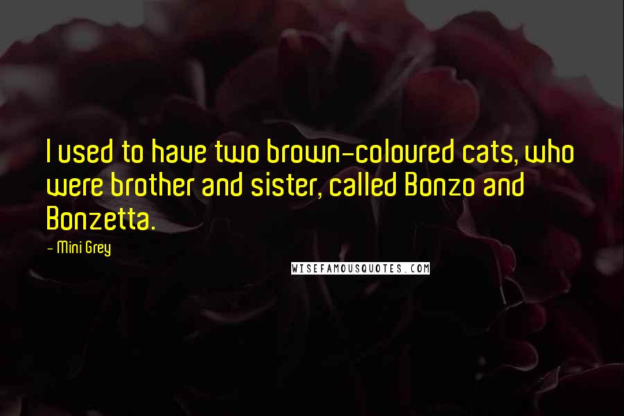 Mini Grey Quotes: I used to have two brown-coloured cats, who were brother and sister, called Bonzo and Bonzetta.