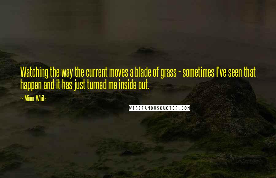Minor White Quotes: Watching the way the current moves a blade of grass - sometimes I've seen that happen and it has just turned me inside out.
