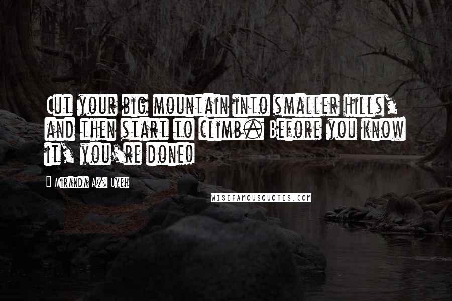 Miranda A. Uyeh Quotes: Cut your big mountain into smaller hills, and then start to climb. Before you know it, you're done!