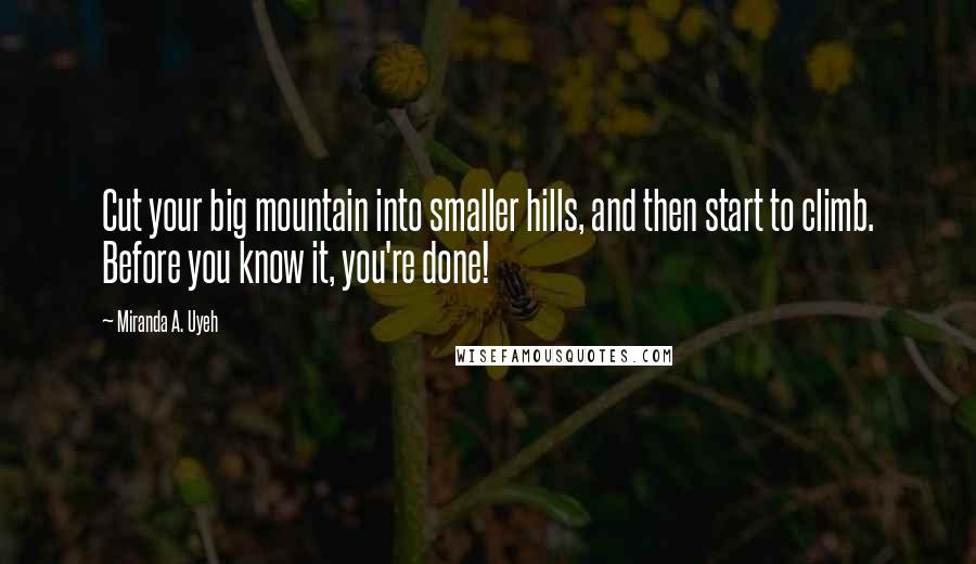 Miranda A. Uyeh Quotes: Cut your big mountain into smaller hills, and then start to climb. Before you know it, you're done!