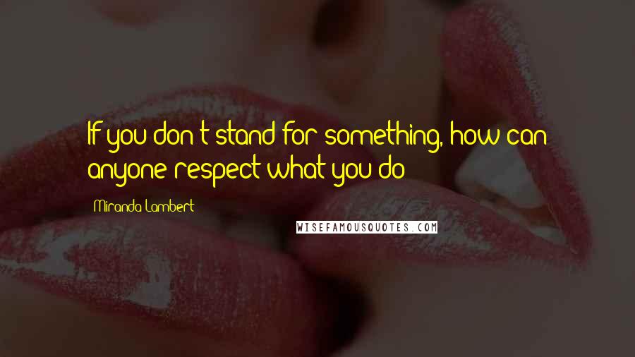 Miranda Lambert Quotes: If you don't stand for something, how can anyone respect what you do?