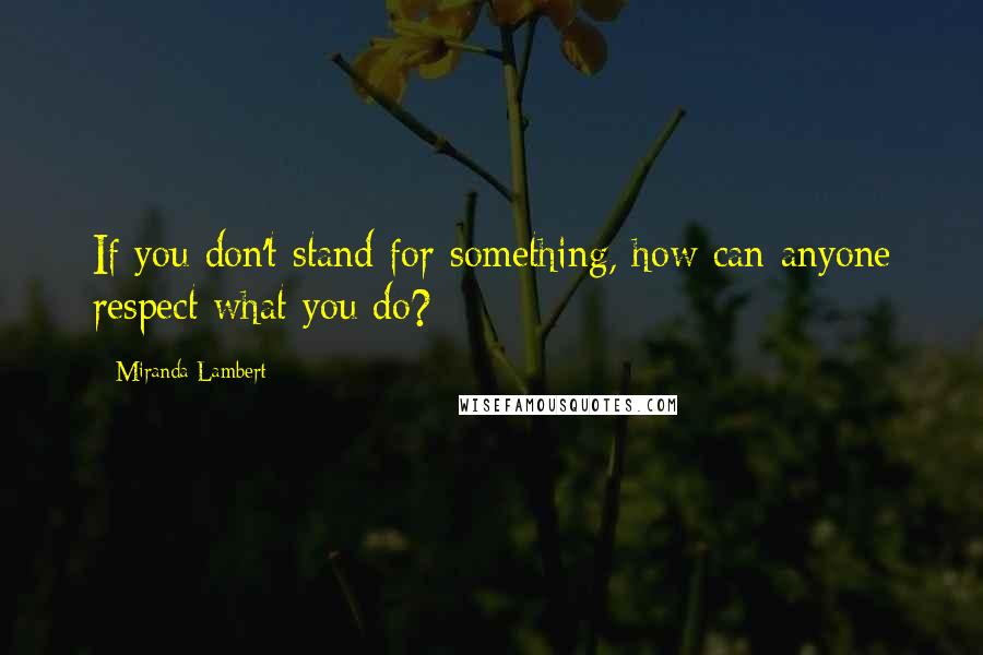 Miranda Lambert Quotes: If you don't stand for something, how can anyone respect what you do?