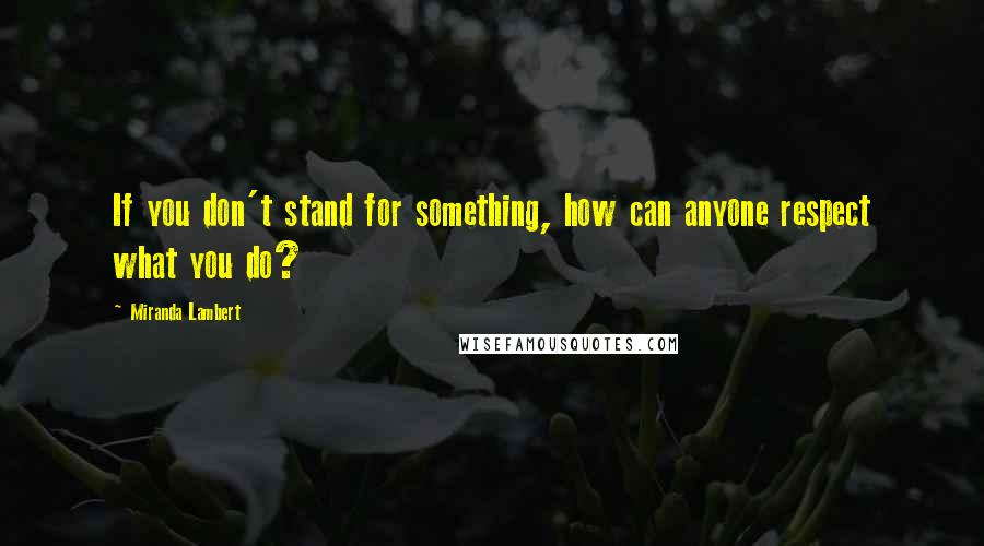 Miranda Lambert Quotes: If you don't stand for something, how can anyone respect what you do?