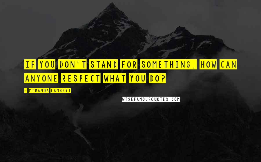 Miranda Lambert Quotes: If you don't stand for something, how can anyone respect what you do?